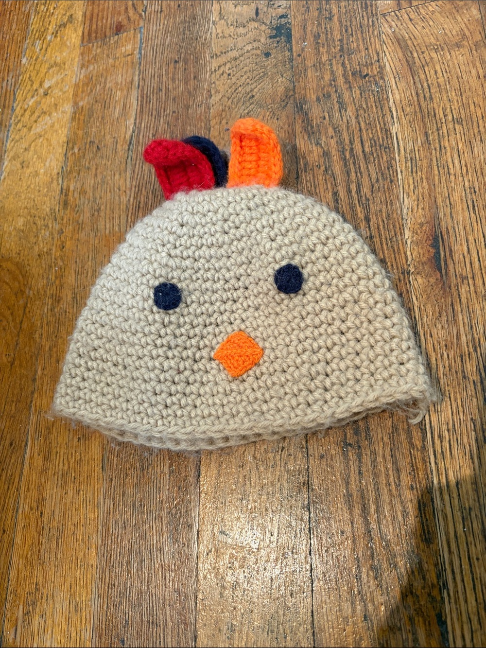 Handmade Crochet Turkey Beanie with Colorful Comb